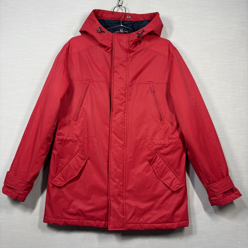 Brooks Brothers Red Fleece Jacket Men Medium Red Thermore Insulated‎ Hood Bright